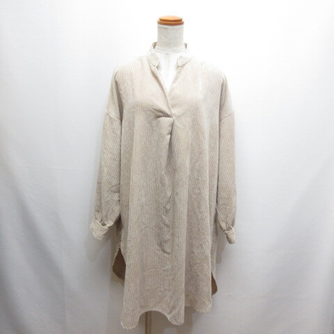 プロズヴェール prose verse 長袖 コーデュロイ チュニック ワンピース M ベージュ レディース拍卖