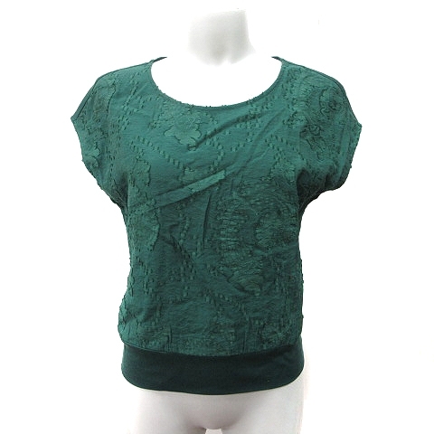 ビアッジョブルー Viaggio Blu カットソー フレンチスリーブ 切替 花柄 1 S 緑 グリーン /YI レディース拍卖