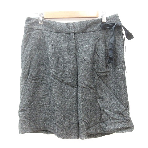 ルージュフォンセ Rouge Fonce ショートパンツ ヘリンボーン柄 リボン ウール カシミヤ混 38 M グレー /MN レディース拍卖