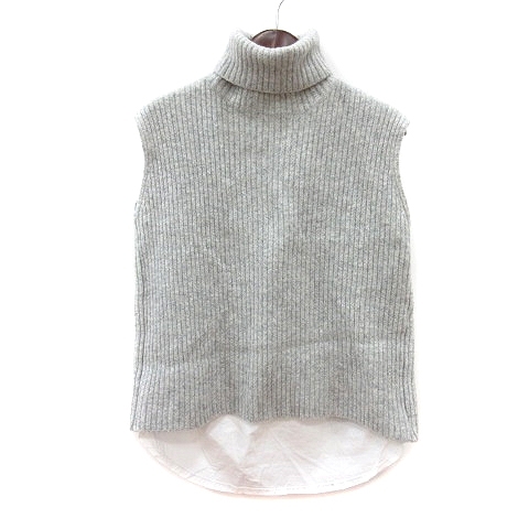 クローラ crolla ニット セーター タートルネック ノースリーブ リブ フェイクレイヤード ウール F グレー /MN レディース拍卖