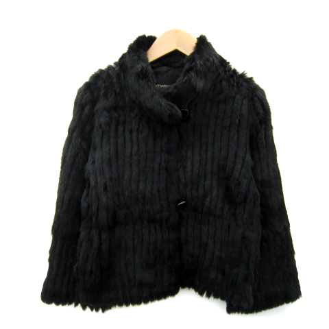 ビバユー VIVA YOU フェイクファーコート ショート丈 スタンドカラー 無地 2 黒 ブラック /SY7 レディース拍卖