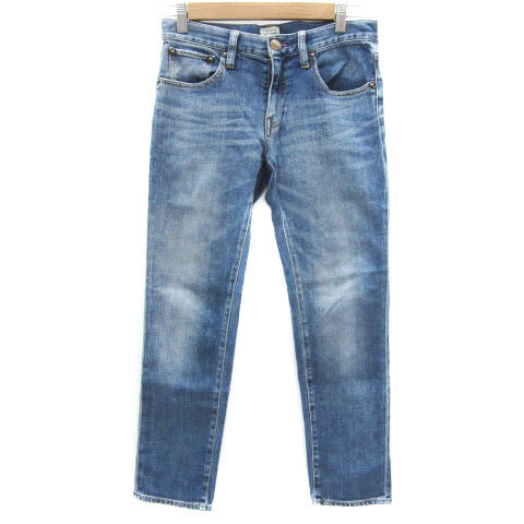 23区 オンワード樫山 denim デニムパンツ ジーンズ テーパードパンツ アンクル丈 ウォッシュ加工 36 S ブルー 青 /YM5 レディース拍卖