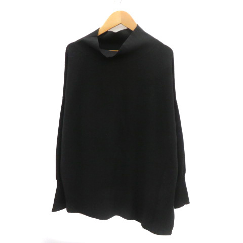 ノーリーズ Nolley's ソフィ sophi ニット カットソー 長袖 ハイネック アシンメトリー オーバーサイズ 38 M 黒 ブラック レディース拍卖