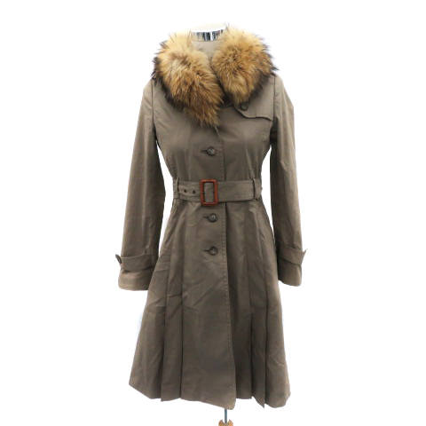コムサデモード COMME CA DU MODE トレンチコート ロング丈 ライナー付き ファー付き ウエストベルト付き 9 モカブラウン レディース拍卖