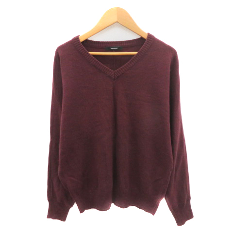 ジャーナルスタンダード JOURNAL STANDARD ニット カットソー 長袖 Vネック ボルドー /YK25 レディース拍卖