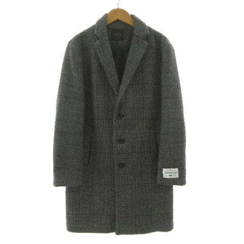 レイジブルー RAGEBLUE グレンチェック チェスターコート RB030171AD オーストラリアンメリノウール 起毛 ウール混 黒 白 紫 S拍卖