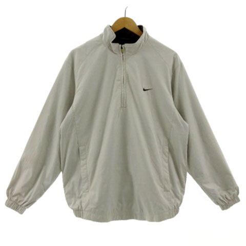 ナイキゴルフ NIKE GOLF ハーフジッププルオーバージャケット F6YNC ロゴ刺繍 裏地メッシュ グレージュ L メンズ拍卖