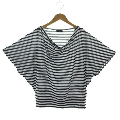 イネド INED ドレープネックドルマンボーダートップス 71-21190469 カットソー ブラック 黒 ホワイト 白 9 レディース拍卖