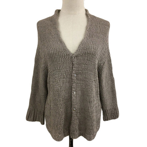 ギャルリーヴィー GALERIE VIE トゥモローランド カーディガン ニット Vネック 無地 七分袖 1 ベージュ グレー レディース拍卖