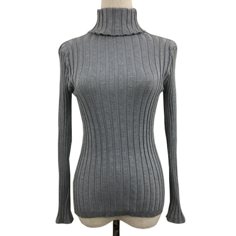 未使用品 フィフス fifth セーター ニット プルオーバー タートルネック リブ 無地 長袖 M グレー レディース拍卖