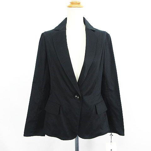未使用品 49アベニュー ジュンコシマダ ジャケット テーラード 長袖 シングル 1B 裏地無し ストレッチ 40 ブラック ※EKM レディース拍卖