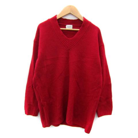 ユナイテッド・カラーズ・オブ・ベネトン UNITED COLORS OF BENETTON ニット セーター 長袖 Vネック 無地 M 赤 レッド /SY7 レディース拍卖