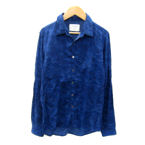 ステュディオス STUDIOUS オープンカラーシャツ カジュアルシャツ 長袖 ドット柄 0 青 ブルー /SY1 メンズ拍卖