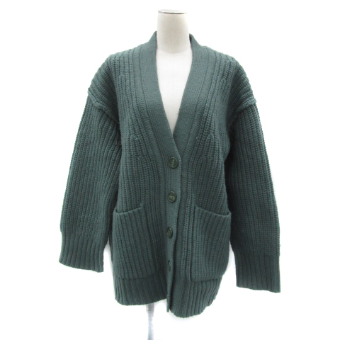 マウジー MOUSSY M_ ニットカーディガン ミドル丈 Vネック ローゲージ F 緑 グリーン /YS24 レディース拍卖