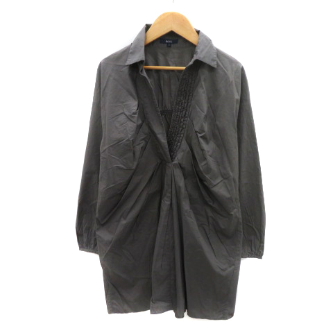 ロペ ROPE チュニック ブラウス カットソー 長袖 スキッパーカラー 7 ダークグレー /YK14 レディース拍卖