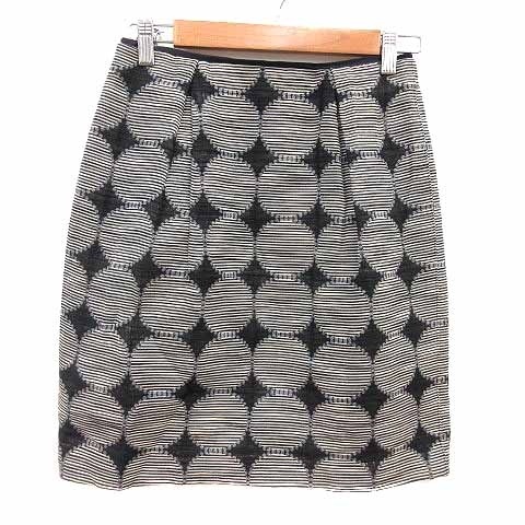 ボールジー BALLSEY トゥモローランド タイトスカート ミニ 総柄 36 S 黒 ブラック 白 ホワイト グレー /YK レディース拍卖