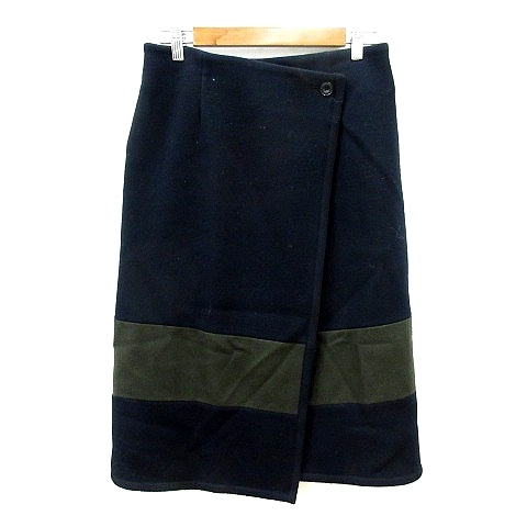 ジャーナルスタンダード JOURNAL STANDARD ラップスカート タイト ミモレ ロング ライン ウール 38 M 紺 ネイビー /MN レディース拍卖