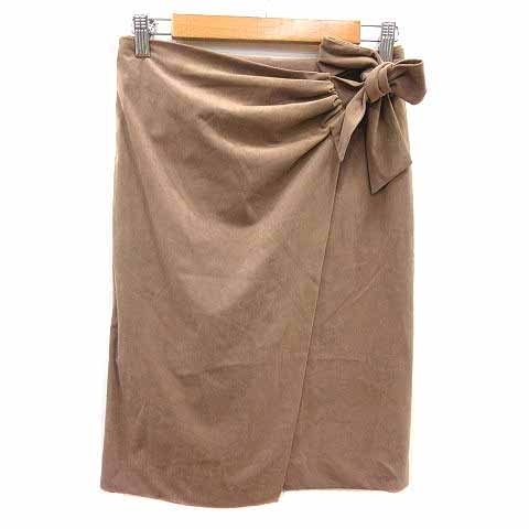 スピック&スパン Spick&Span タイトスカート ひざ丈 ウエストマーク フェイクスエード 38 M ベージュ /YK レディース拍卖