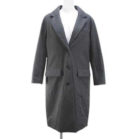 セオリーリュクス theory luxe ミドル丈 ダウンコート 40 灰系 グレー ボタン ポケット 無地 裏地 レディース拍卖