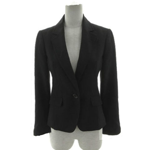 インディヴィ INDIVI ジャケット 127-47045 テーラードカラー シングル 1B 日本製 起毛 ウール混 ブラック 黒 36 レディース拍卖