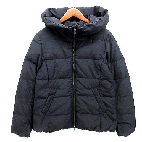 エーティー アツロウタヤマ A.T フーディ ダウン ジャケット ジップアップ チャコールグレー 36 レディース拍卖