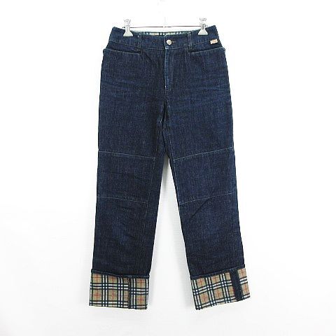 バーバリーズブルーレーベル Burberry's BLUE LABEL FQF89-524 パンツ ボトムス デニム ストレート 裏ノバチェック 38 インディゴ ※EKM レ拍卖