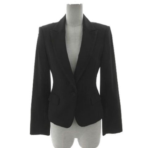 インディヴィ INDIVI ピークドラペル サテンパイピング ジャケット 127-44012 シングル 1B 日本製 ウール ブラック 黒 38 レディース拍卖