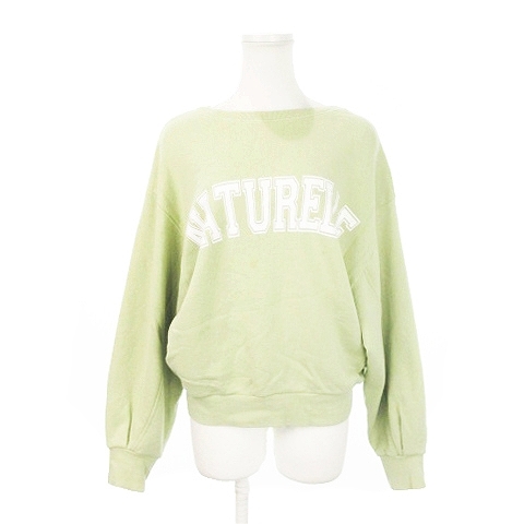 スナイデル SNIDEL ORGANICS トレーナー スウェット クルーネック 長袖 プリント ONE 緑 グリーン /AH14 レディース拍卖