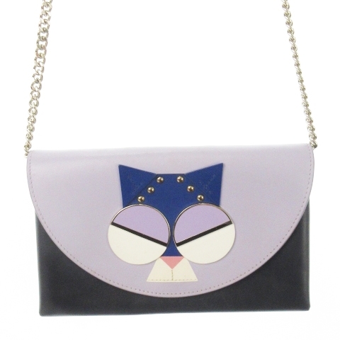 ケイトスペード KATE SPADE スパーダマルズ スミットゥン キトゥン お財布ショルダー 小銭入れあり レザー 革 猫モチーフ ロゴ 紫拍卖