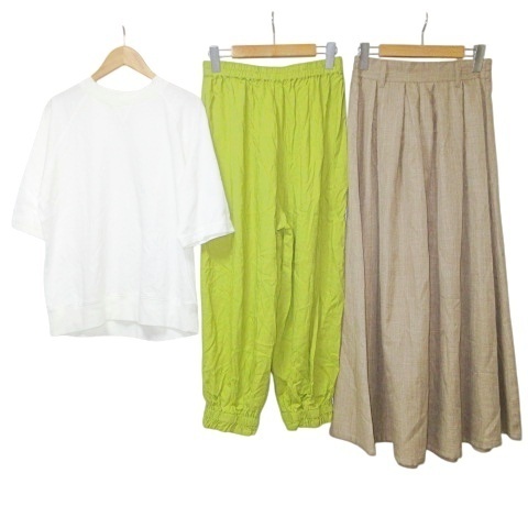 無印良品 良品計画 ジャバ シーズンリーズン 3点セット おまとめ 美品 カットソー ロングスカート パンツ 5分袖 無地 白 M~Lサイズ拍卖