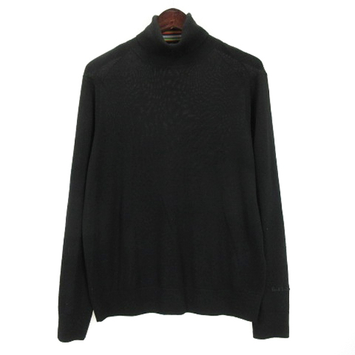 ポールスミス PAUL SMITH タートルネック ニット セーター 長袖 ウール ブラック M 250812E メンズ拍卖