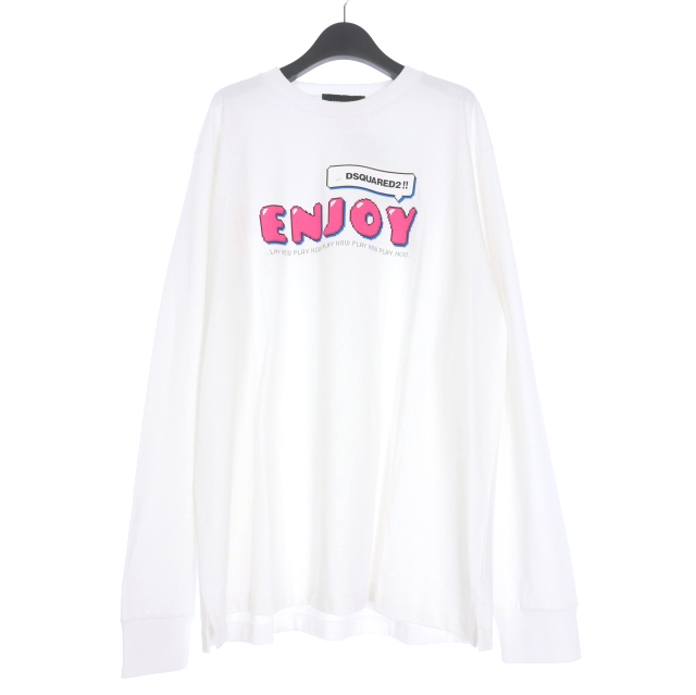 未使用品 ディースクエアード DSQUARED2 23AW ロングスリーブTシャツ プリント カットソー 長袖 L ホワイト 白 S74GD1149 国内正規 メンズ拍卖