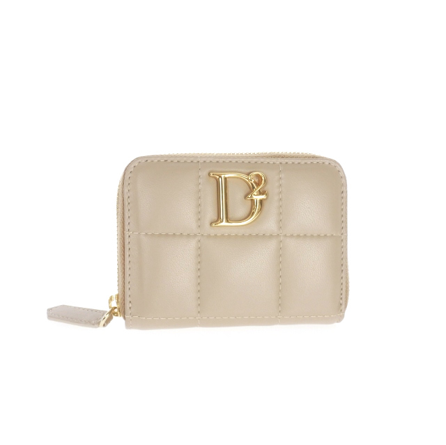 未使用品 ディースクエアード DSQUARED2 23AW D2 STATEMENT コンパクトウォレット 二つ折り財布 UNI グレーベージュ S83WA0024 国内正規 レ拍卖