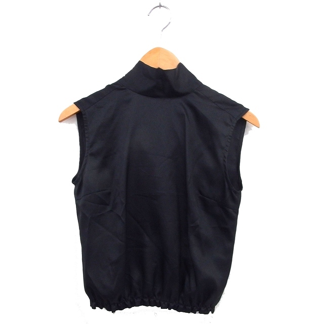 アンタイトル UNTITLED リボン ブラウス クロップド ノースリーブ シルク混 無地 2 黒 ブラック /NT6 レディース拍卖