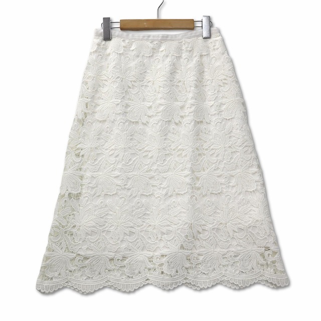 クリアインプレッション CLEAR IMPRESSION 総レース スカラップ ミモレスカート 2 ホワイト レディース拍卖