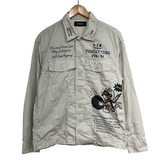 アヴィレックス AVIREX UTILITY SHIRT TOMCATTER シャツ 長袖 プリント M グレー 6125140 ■MET1 メンズ拍卖