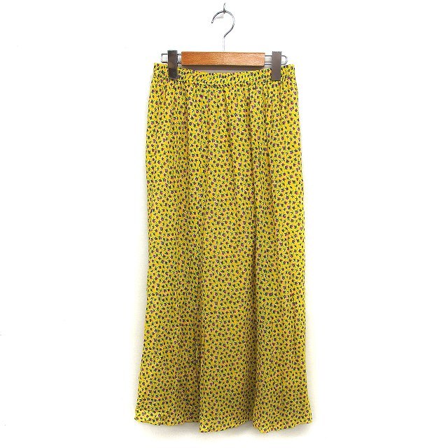 スピック&スパン Spick&Span フレア スカート ロング 小花柄 ドローストリング ゆったり 36 黄 イエロー /NT5 レディース拍卖