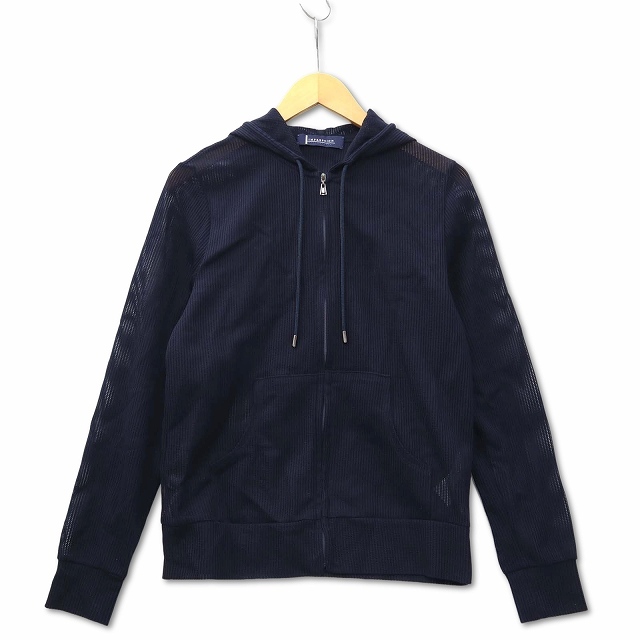 アツロウタヤマ ATSURO TAYAMA インプレッション IMPRESSION メッシュ ジップアップ パーカー ダークネイビー 36 (S) レディース拍卖