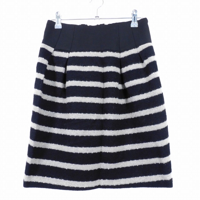 ガリャルダガランテ GALLARDAGALANTE タイトスカート ミニ タック サイドファスナー ボーダー 36 黒 ブラック ボトムス /T2 レディース拍卖