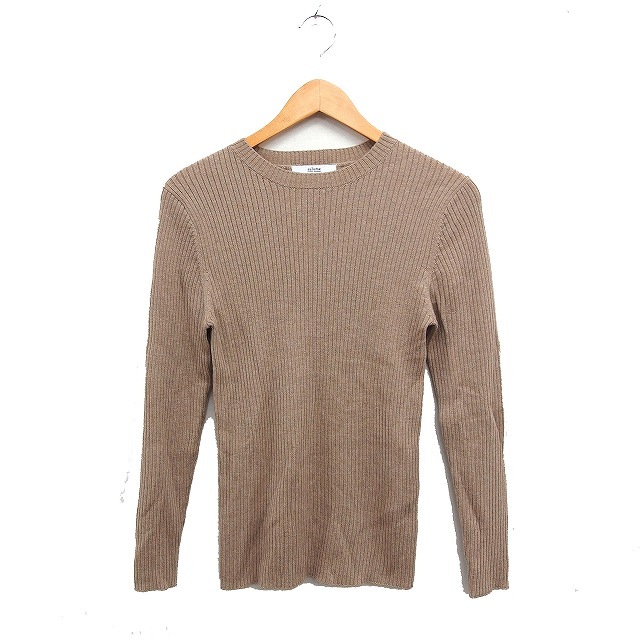 ジャーナルスタンダード レリューム JOURNAL STANDARD relume リブ ニット セーター 長袖 丸首 無地 ウール F ベージュ /FT43 レディース拍卖