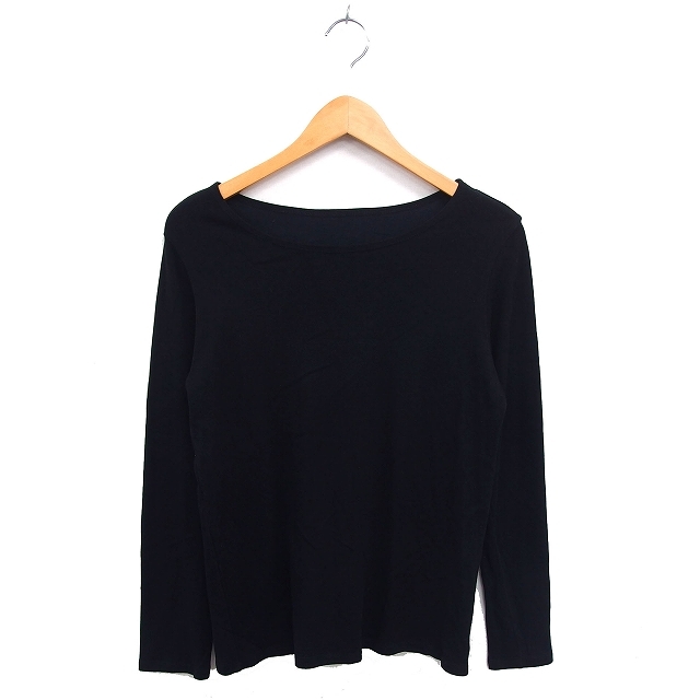 ジャーナルスタンダード ラックス JOURNAL STANDARD LUXE ボートネック カットソー Tシャツ コットン混 無地 長袖 S 黒 ブラック拍卖