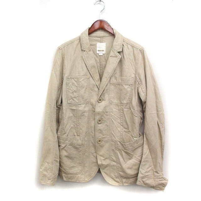ディーゼル DIESEL 国内正規品 テーラードジャケット シングル 刺繍 コットン 綿 M ベージュ /FT17 メンズ拍卖