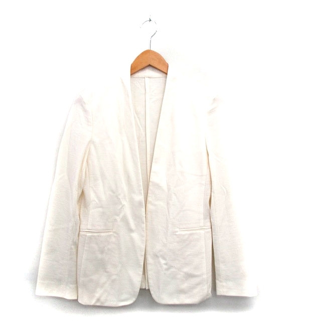 ユナイテッドアローズ UNITED ARROWS ノーカラージャケット リネン シンプル 40 アイボリー 白 /KT8 レディース拍卖