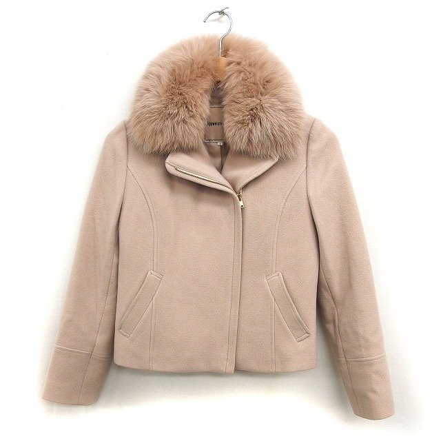 アプワイザーリッシェ Apuweiser-riche ファー ジャケット ジップアップ 総裏地 ウール 1 ベージュ /NT17 レディース拍卖