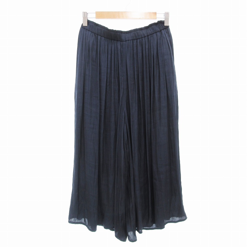 クミキョク 組曲 KUMIKYOKU 美品 キュロット スカンツ イージー ワイド クロップド丈 2 M 紺 ネイビー /AE レディース拍卖