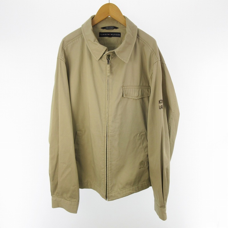 トミーヒルフィガー TOMMY HILFIGER スイングトップ ジャケット NOTRE DAME ノートルダム ロゴ 刺繍 チェック ベージュ L 90’S 00’S ヴィ拍卖