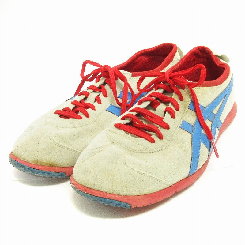 オニツカタイガー Onitsuka Tiger スニーカー シューズ ローカット TH327Y 青ライン アイボリー 27.5cm 靴 メンズ拍卖