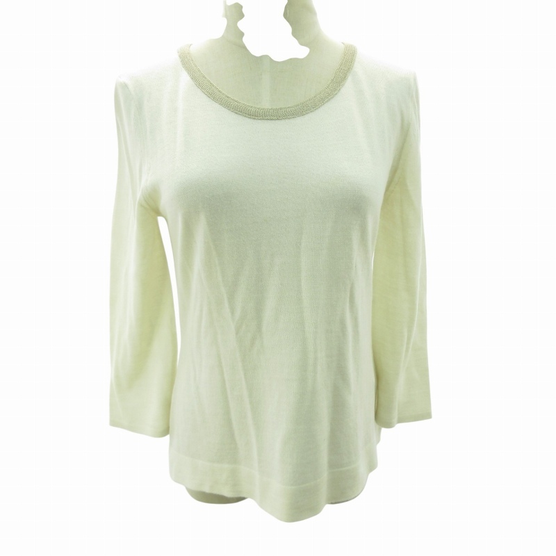 ランバン LANVIN COLLECTION 美品 ニット セーター シルク混 白 ホワイト 40 約L 2695826 レディース拍卖