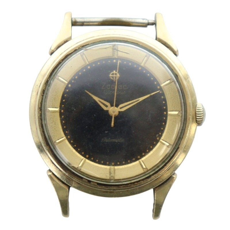 ゾディアック Zodiac Glorious Automatic グロリアス オートマチック 腕時計 フェイスのみ 自動巻き 黒文字盤 ゴールドカラー 金色拍卖