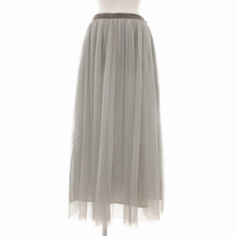 アルアバイル allureville チュール プリーツスカート マキシ ロング 2 グレー系 /UO レディース拍卖